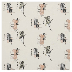 Tecido Padrão de Vaca Whimsical em Beige