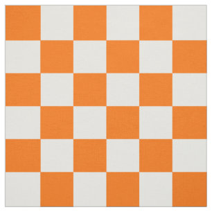 Tecido Padrão de Verificação Branco Laranja