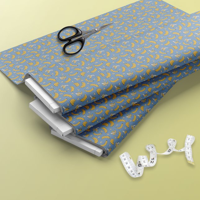 Tecido Padrão de vetor de faixa de banana | Azul clássico (Criador carregado)