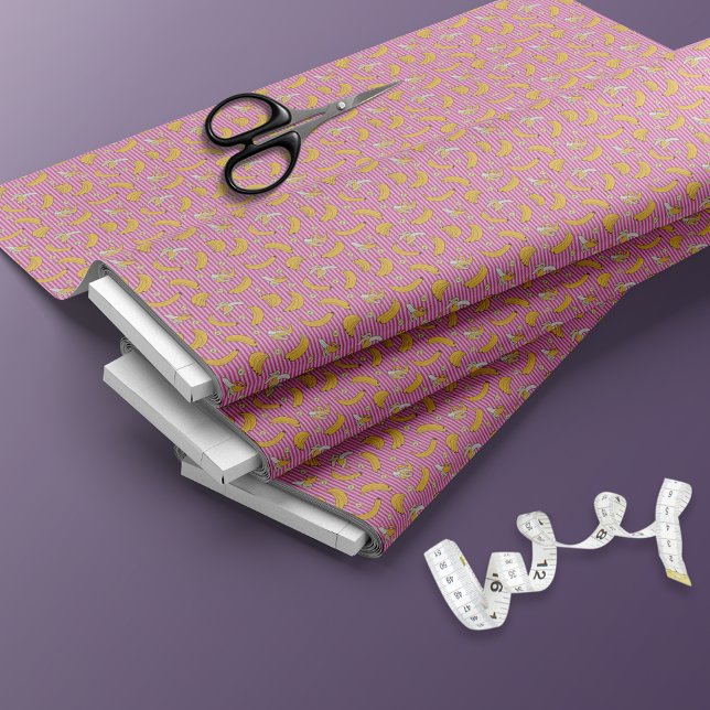 Tecido Padrão de vetor de faixa de banana | Magenta (Criador carregado)