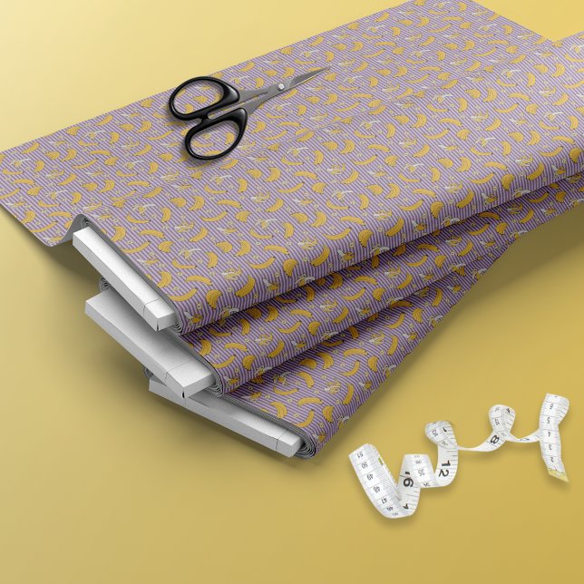 Tecido Padrão de vetor de faixa de banana | Roxo (Criador carregado)