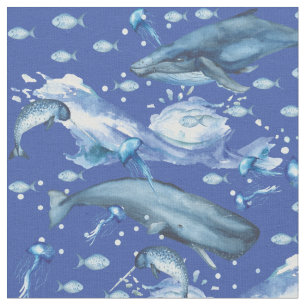 Tecido Padrão de Vida Marinha do Oceano Azul