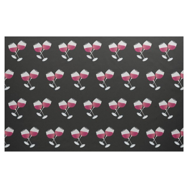 Tecido Padrão de vidros de vinho tinto em preto (Fat Quarter)