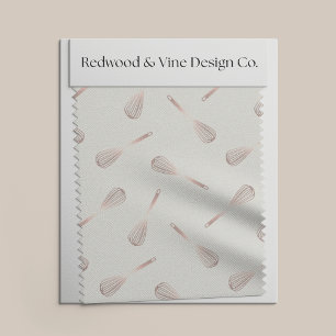 Tecido Padrão de Whisk Rosa Dourado e Ivory Kitchen