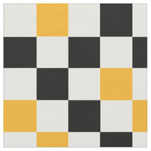 Tecido Padrão de xadrez amarelo preto e branco Design