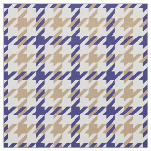 Tecido Padrão de xadrez de houndstooth azul e bege