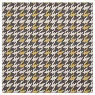 Tecido Padrão de xadrez de houndstooth preto e amarelo