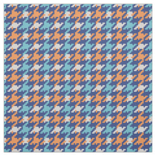 Tecido Padrão de xadrez de som azul e laranja
