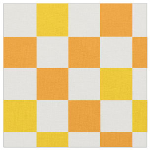Tecido Padrão de xadrez laranja branco e amarelo 