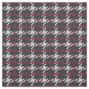 Tecido Padrão de xadrez vermelho vivo de houndstooth