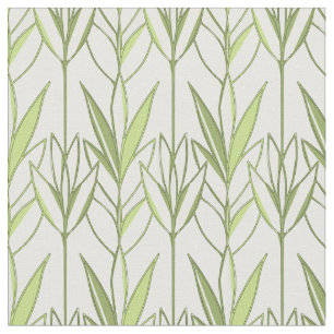 Tecido Padrão Deco de Folhagem Tropical Pastel Verde