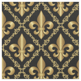 Tecido Padrão Decorativo Flor-de-Lis Dourado