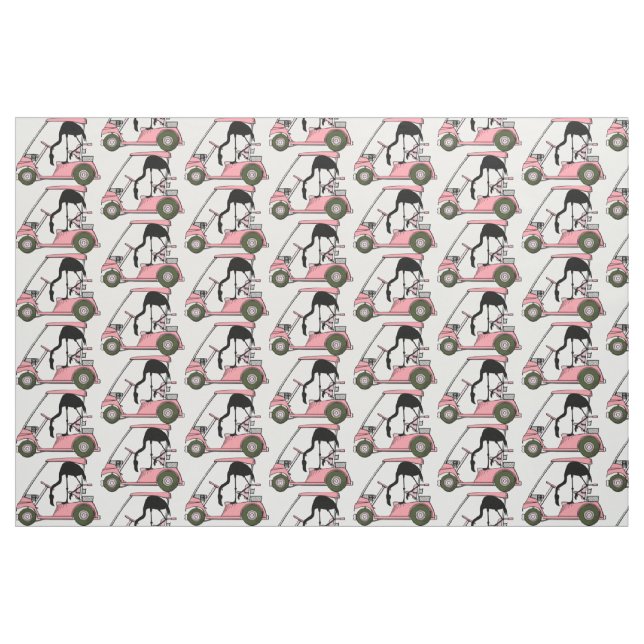 Tecido Padrão Divertido de Carrinho de Golfe Flamingo Cad (Fat Quarter)
