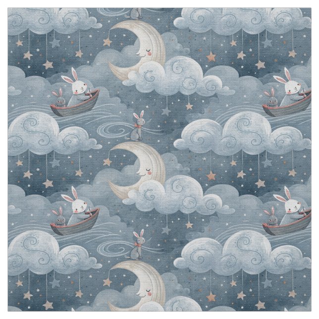 Tecido Padrão do coelho vivo do coelho azul coelhos impre (Modelo)