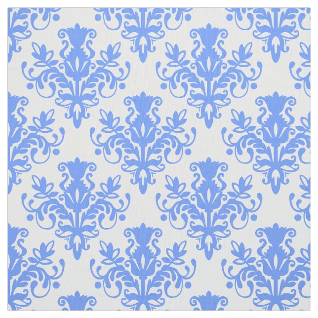 Tecido Padrão do Damask 02 - Azul-bebê em branco (Modelo)
