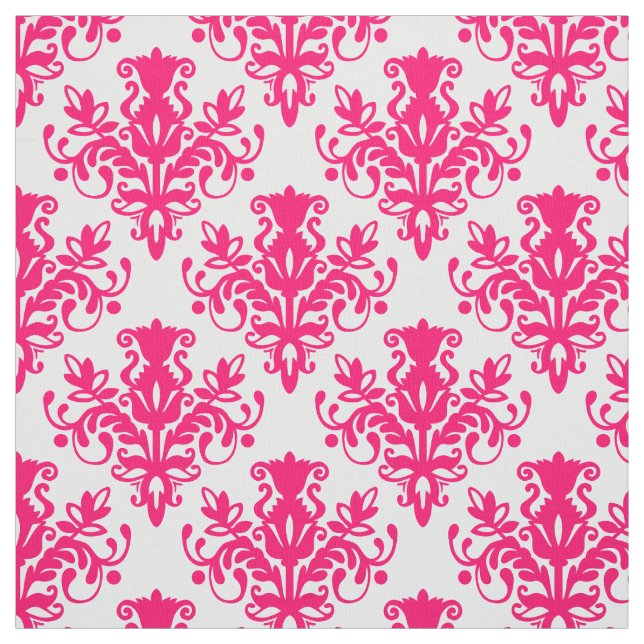 Tecido Padrão do Damask 02 - Vermelho Neon Branco (Modelo)