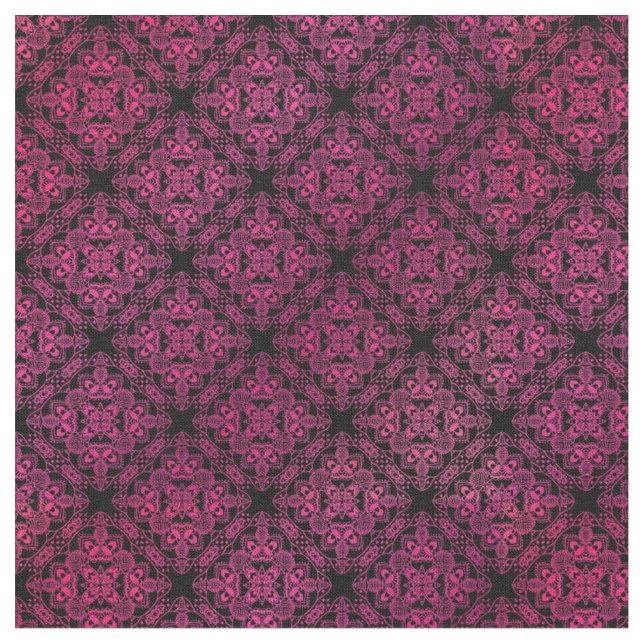 Tecido Padrão do Damask Medallion Rosa (Detalhe)