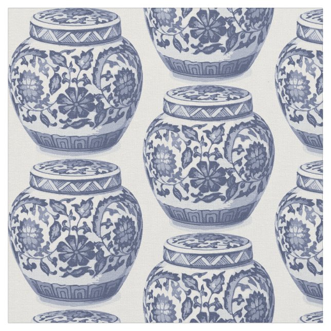 Tecido Padrão do Hamptons Blue e White Ginger Jar Vase (Detalhe)