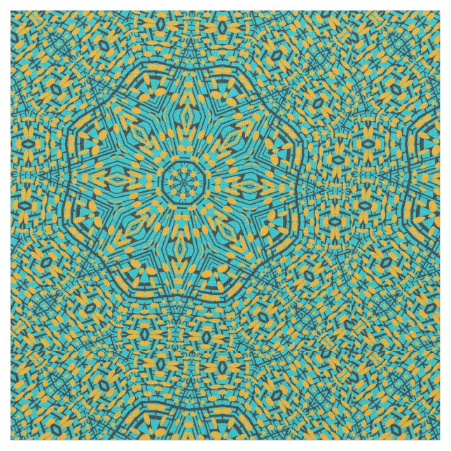 Tecido Padrão do Kaleidoscope Estrela Laranja Azul (Detalhe)