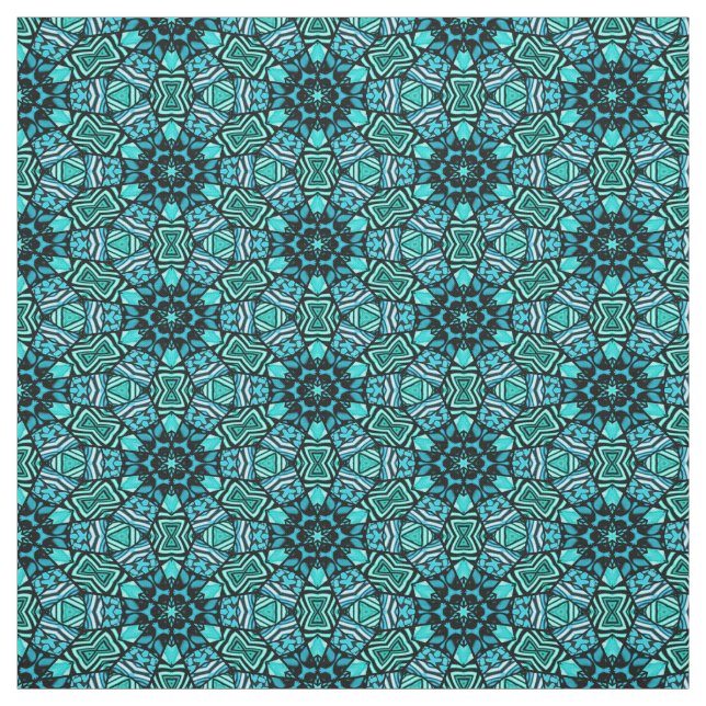 Tecido Padrão do mosaico oriental da turquesa do chic (Modelo)