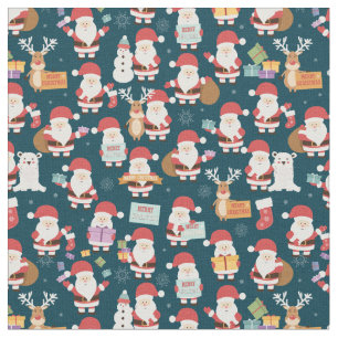 Tecido Padrão do Papai Noel e Amigos