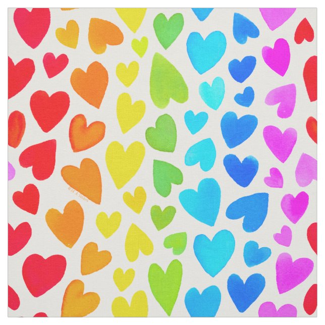 Tecido Padrão do Rainbow Watercolor Heart (Modelo)