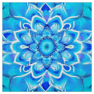 Tecido Padrão do Sky Blue e Cobalt Batik Mandala