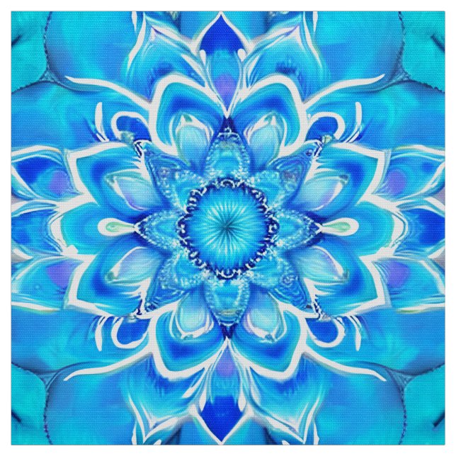 Tecido Padrão do Sky Blue e Cobalt Batik Mandala (Modelo)