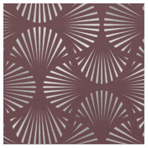 Tecido Padrão do ventilador Maroon e Silver Art Deco