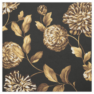 Tecido Padrão Dourado das flores de Dahlia
