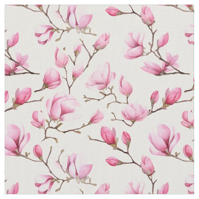 Tecido Padrão elegante de magnólia rosa (Detalhe)