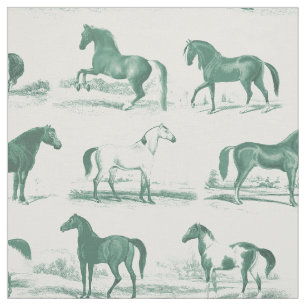Tecido Padrão Elegante Vintage Sage Horse Breeds