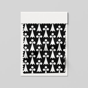 Tecido Padrão Ermine, Padrão Medieval, Branco em Preto