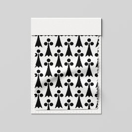 Tecido Padrão Ermine, Padrão Medieval, Preto em Branco