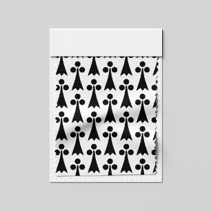 Tecido Padrão Ermine, Padrão Medieval, Preto em Branco