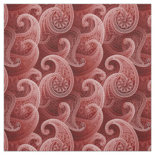 Tecido Padrão Exótico de Paisley Vermelho