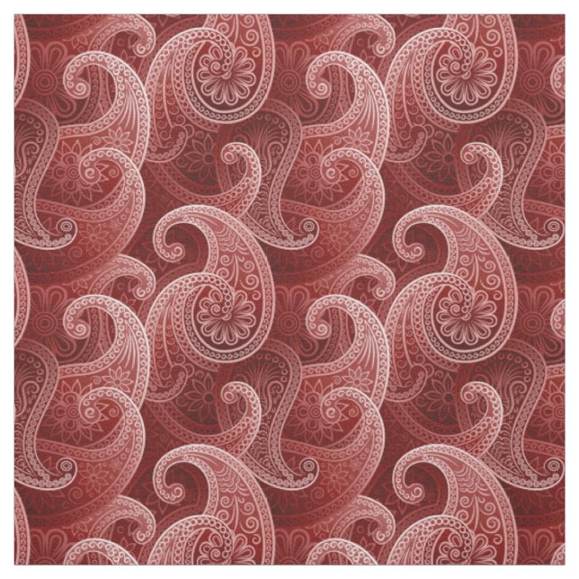 Tecido Padrão Exótico de Paisley Vermelho (Modelo)