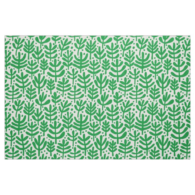 Tecido Padrão Fern - Verde Grass em Branco (Fat Quarter)