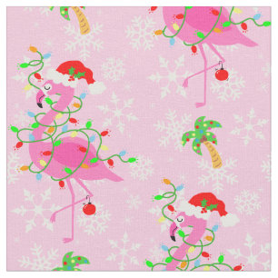 Tecido Padrão Flamingo Rosa de Natal