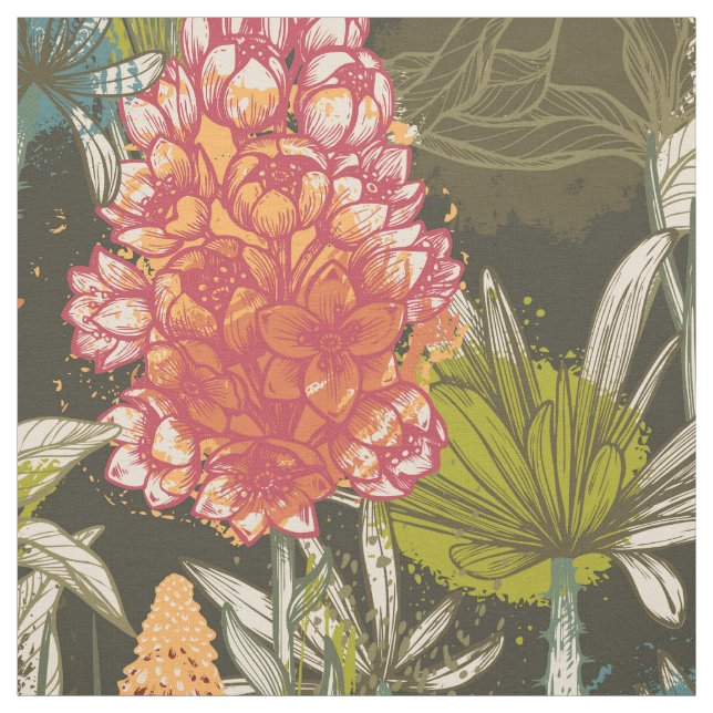 Tecido Padrão Floral Abstrato africano multicolorido (Modelo)