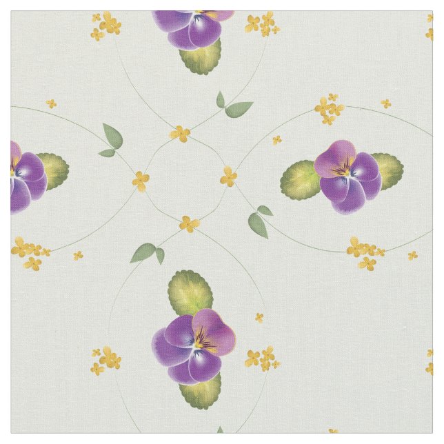Tecido Padrão Floral Amarelo violeta e fino (Detalhe)