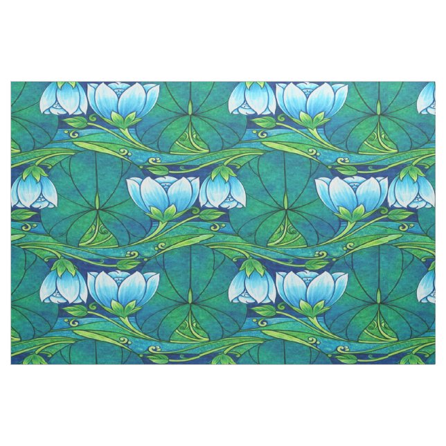 Tecido Padrão Floral Art Nouveau Retro Almofada de Lírio (Fat Quarter)