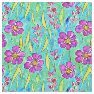 Tecido Padrão Floral Art Nouveau Watercolor