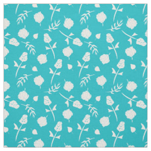 Tecido Padrão Floral Azul-Azul-Azul-Azul-Branco-Rosebud