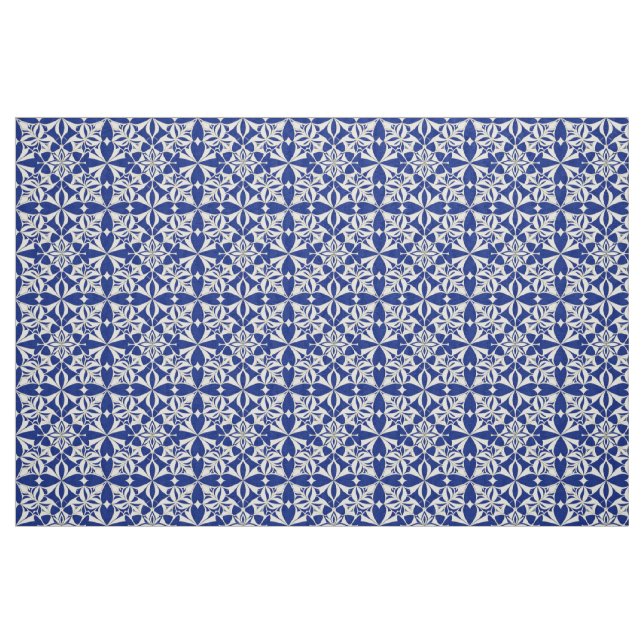 Tecido Padrão Floral Azul e Branco Elegante (Fat Quarter)
