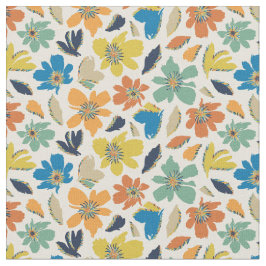 Tecido Padrão Floral Boho Desenhado à Mão Abstrato