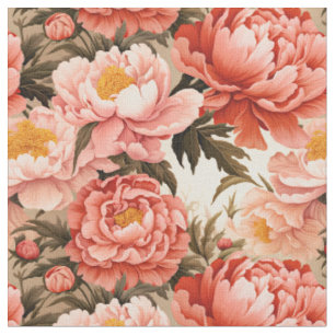 Tecido Padrão Floral bonito Pink Peony Vintage