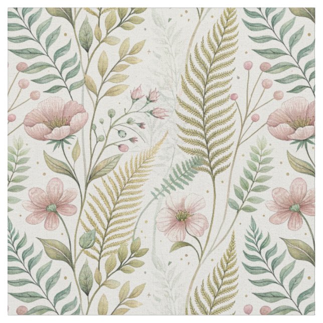 Tecido Padrão Floral Botânico de Flor de Blush Pintado à  (Detalhe)