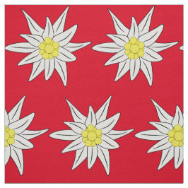 Tecido Padrão floral branco e vermelho Bonito de edelweis