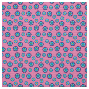 Tecido Padrão Floral Cor-de-Rosa Azul